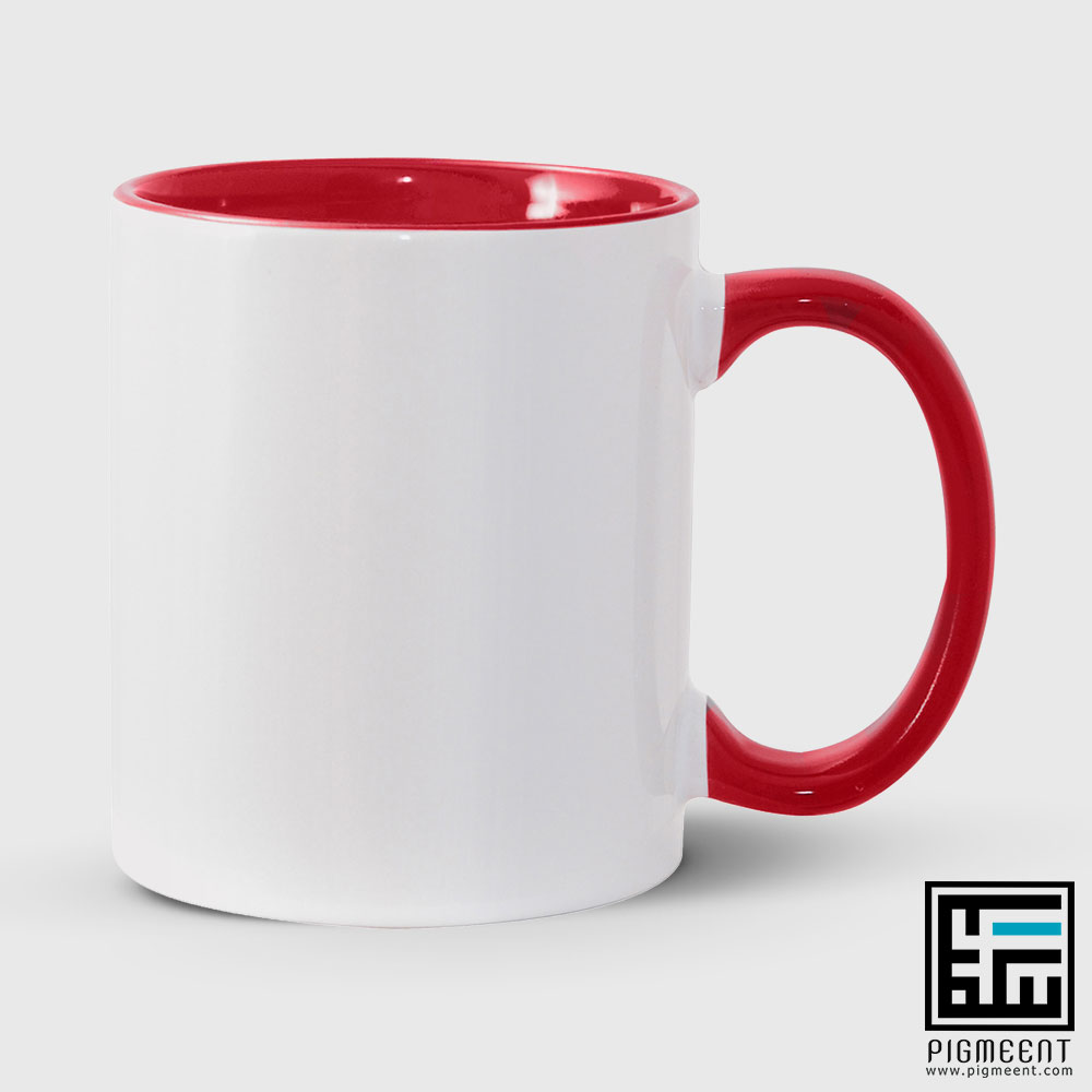 لیوان-رنگی-قرمز چاپ لیوان دسته و داخل رنگی - تصویر 1