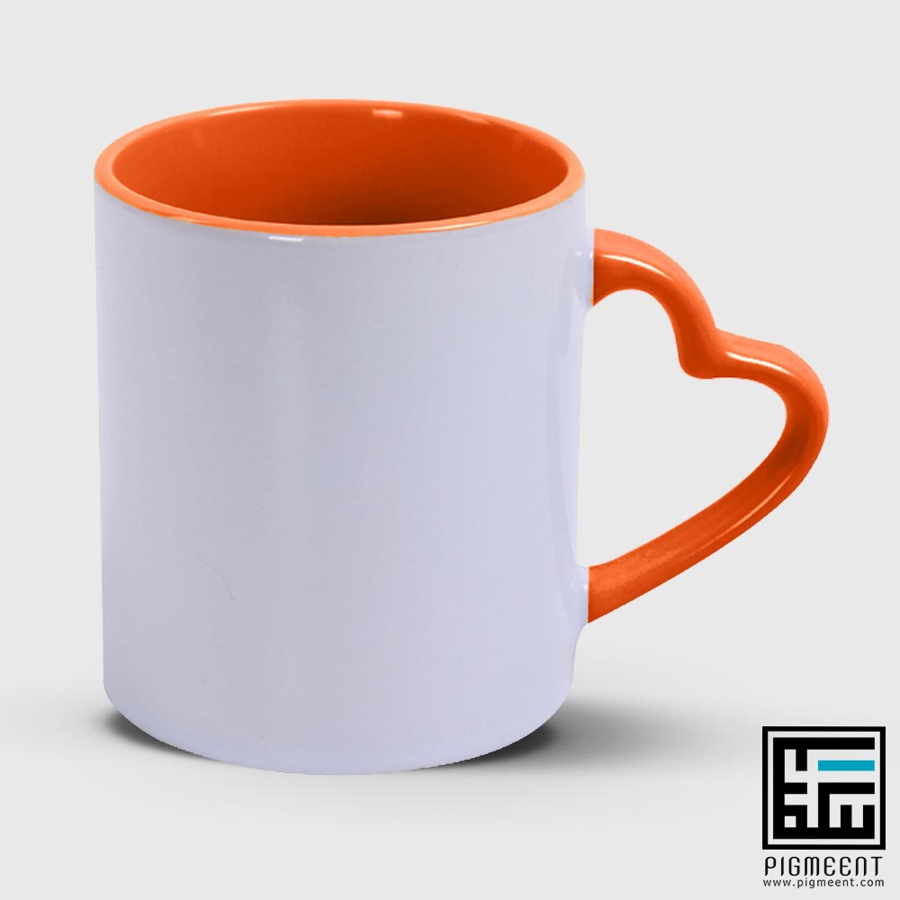 لیوان-دسته-قلب-نارنجی چاپ لیوان دسته قلب رنگی - تصویر 1